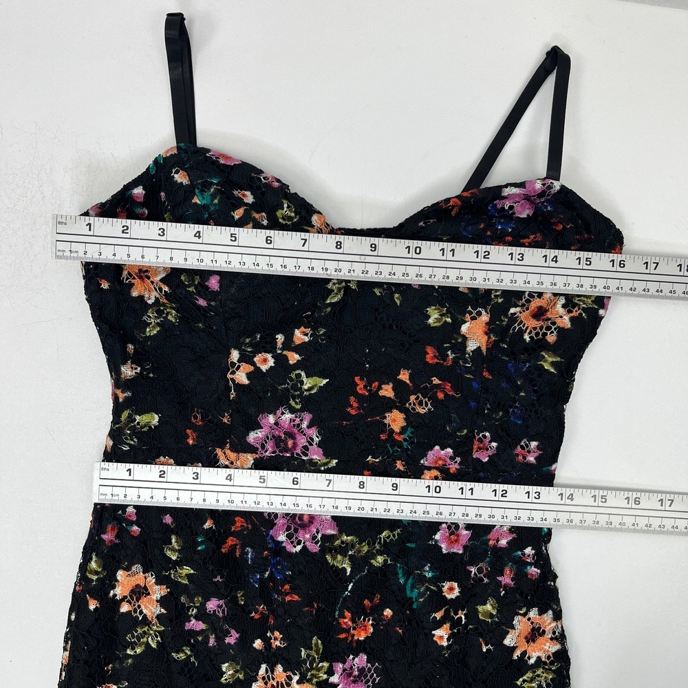 Guess Trumpet Dress Black Multicolor Floral Lace Sz 6 Y2K Romantic Whimsy - Picture 12 of 16